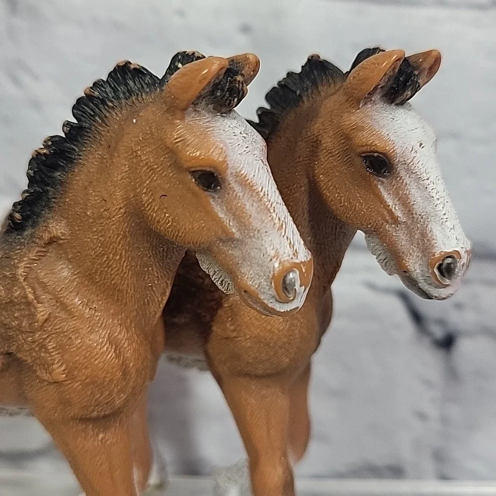 Schleich‎ Clydesdale Horses Figures Lot Realistic Gelding W/ Twin Foal Colts
